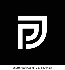diseño de logotipo basado en el inicio de las letras PJ JP en monograma moderno