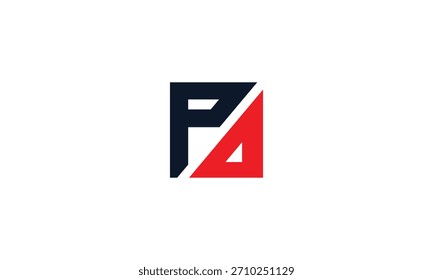 Moderno Monograma PO Shield Logo, negrito vermelho e preto Lettermark OP Emblem logo Design, PO logo, OP design