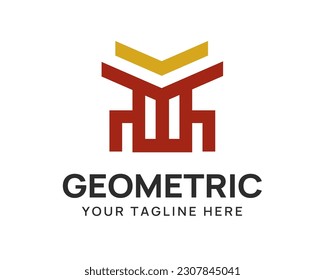 Diseño moderno del logotipo MK monoline con silla abstracta en ambos lados