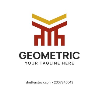 Diseño moderno del logotipo MK monoline con silla abstracta en ambos lados