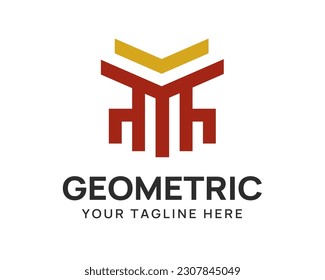 Diseño moderno del logotipo MK monoline con silla abstracta en ambos lados