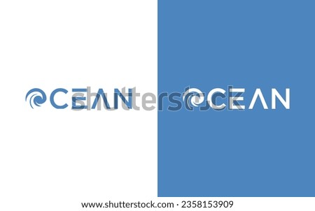 modern monoline style ocean waves logo design isolated