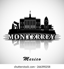 Modern Monterrey City Skyline Design. Mexico