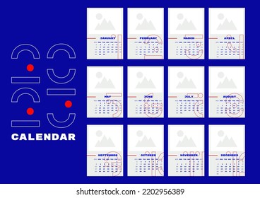 Modern monthly calendar for 2023. A minimalist calendar with numbers from simple shapes. The week starts on Sunday.