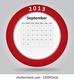 Modern monthly calendar for September, 2013