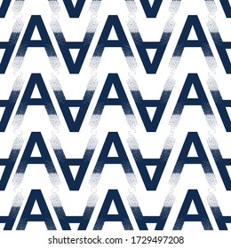 Modern mood Big dark blue "A" typo  seamless pattern repeat design for fashion , fabric , web ,wallpaper, and all prints on white bakground color