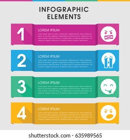 Modern mood infographic template. infographic design with mood icons includes emot showing tongue. can be used for presentation, diagram, annual report, web design.