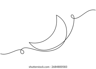Luna moderna continua de una línea de dibujo minimalista tarjeta de felicitación creativa Ilustración vectorial de contorno