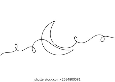 Lua moderna contínua um desenho de linha minimalista cartão de saudação criativa esboço vetor ilustração