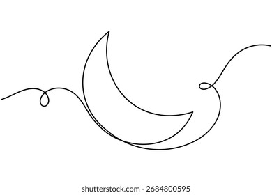 Luna moderna continua de una línea de dibujo minimalista tarjeta de felicitación creativa Ilustración vectorial de contorno