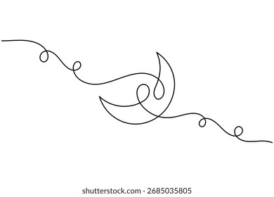Lua moderna contínua um desenho de linha minimalista cartão de saudação criativa esboço vetor ilustração