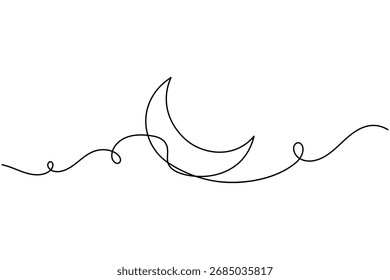 Lua moderna contínua um desenho de linha minimalista cartão de saudação criativa esboço vetor ilustração