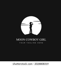 modern moon cowboy girl silhouette logo