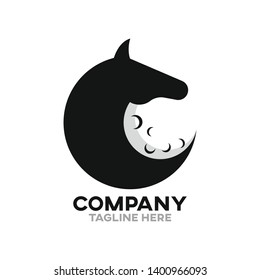 Modern Moon Horse Logo. Vector illustration.