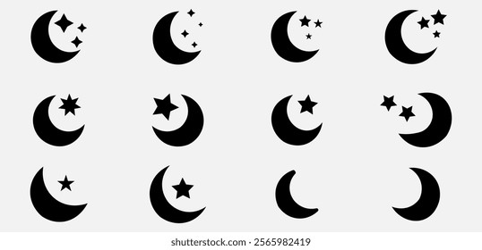 "Modern Moon Icon in Flat Design for Logos, Apps, and Graphics"