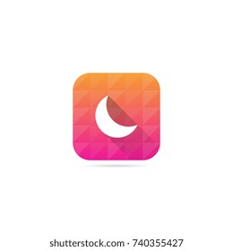 Modern Moon Icon With Long Shadow