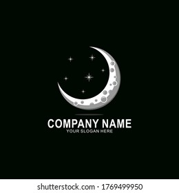 Modern moonlight design. moon and stars on a black background