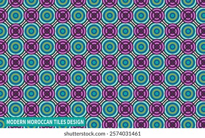 Modern Moroccan Tiles Design with Cyan and Violet Colour