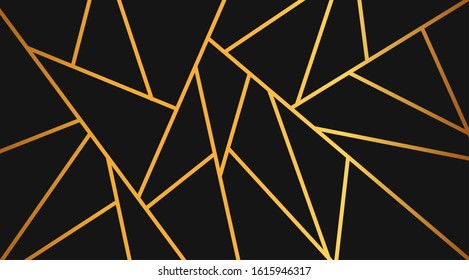 Modern mosaic background in black and gold. Polygonal geometric luxury backdrop vector design.