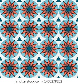 Modern mosaic geometric pattern. Circle graphic seamless design. Colorful ceramic background. Bright colorful interior design, creative fabric texture. 