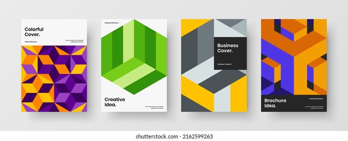 Composición moderna del folleto hexagonal en mosaico. Colección de ilustraciones de diseño de vectores de portada de la empresa Vivid.