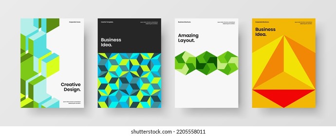 Conjunto de diseños de pancartas hexagonales de mosaico moderno. Folleto de primera calidad Diseño de la colección de distribución vectorial.