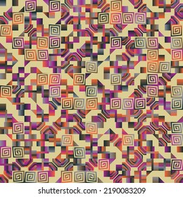 Modern mosaic pattern art made with abstract geometric shapes and various color forms. Digital graphics design elements for poster, cover, art, presentation, prints, fabric, wallpaper and etc.