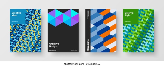 Modern mosaic pattern banner illustration collection. Simple presentation vector design template set.