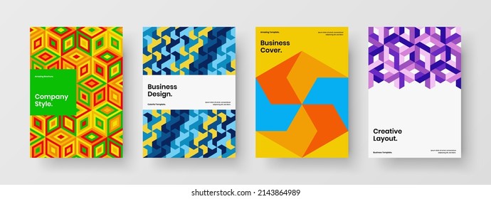 Conjunto moderno de plantillas de banner de patrón de mosaico. Presentación multicolor Colección de concepto de diseño de vector A4.
