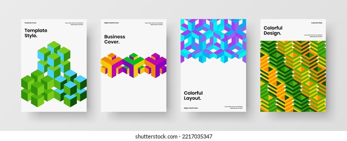 Modern mosaic pattern company identity template collection. Amazing banner A4 design vector illustration composition.