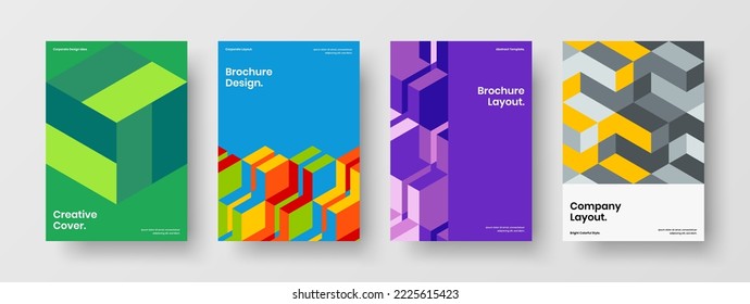 Modern mosaic pattern company identity concept set. Amazing corporate brochure A4 vector design layout collection.