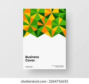 Modern mosaic shapes banner template. Fresh magazine cover vector design layout.
