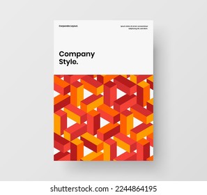 Modern mosaic shapes company identity illustration. Trendy catalog cover vector design template.