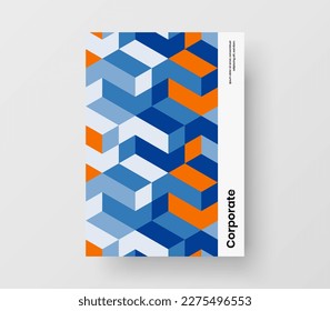 Modern mosaic shapes cover template. Bright corporate brochure design vector illustration.