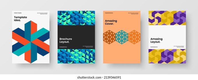 Conjunto de plantillas de identidad corporativa de mosaicos modernos. Diseño de vectores de diseño de afiche A4 colorido.