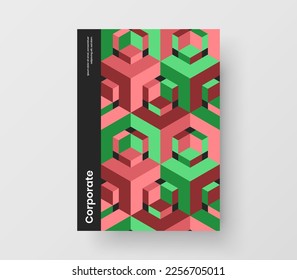 Modern mosaic tiles leaflet template. Isolated brochure vector design layout.