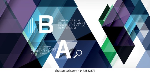 Moderner Mosaik-Dreieck-Template-Hintergrund, großartiges Design für jeden Zweck. Abstraktes geometrisches Design-Dreieck-Muster. Geometrisches Zeilenmuster. Abstrakte Textur.