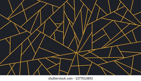 Modern mosaic wallpaper in black and gold