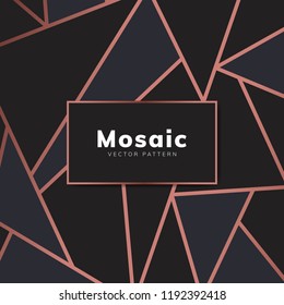 Modern mosaic wallpaper in rose gold and black