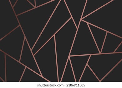 Modern mosaic wallpaper in rose gold and black.