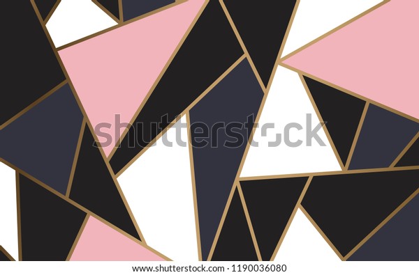 Modern mosaic wallpaper in rose gold, gold, and black