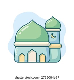 Ilustración vectorial moderna del edificio de la mezquita - Icono de la arquitectura islámica para el Ramadán