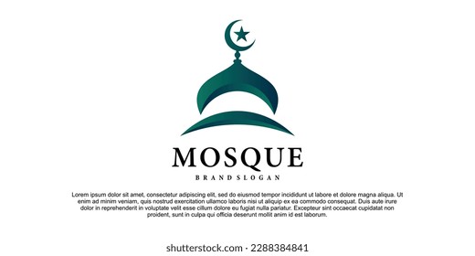 Modern mosque logo collection with green gradient style Premium Vektor