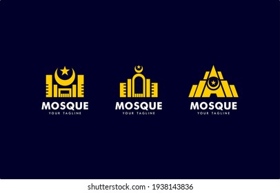 Modelo moderno de diseño de vectores de ilustraciones con logotipo de mezquita adecuado para elementos gráficos islámicos