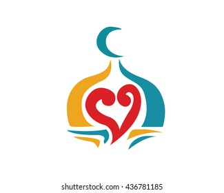 Modern Mosque Logo Symbol - Pop Art Colorful Love Mosque