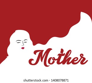 modern mother day background. negative space woman with Long Hair . Vector Illustration. Stylish Design for Beauty Salon Flyer or Banner