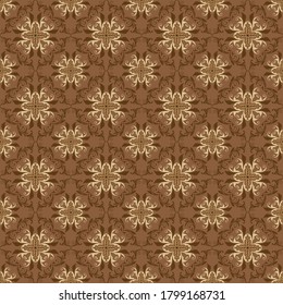 Modern motifs design on Java batik with seamless soft brown color design.