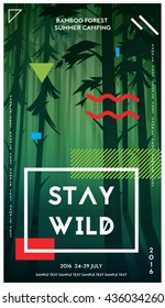 Modern motivational poster template with bamboo forest. Trendy typographic and design elements. Vector illustration