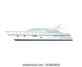 Modern motor yacht boat vector illustration on white background