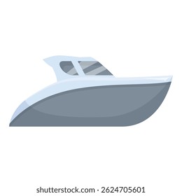 Modern motor yacht sailing on water surface isolated on white background
